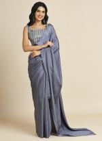 Soft Silk Grey Party Wear Sequins Work Saree